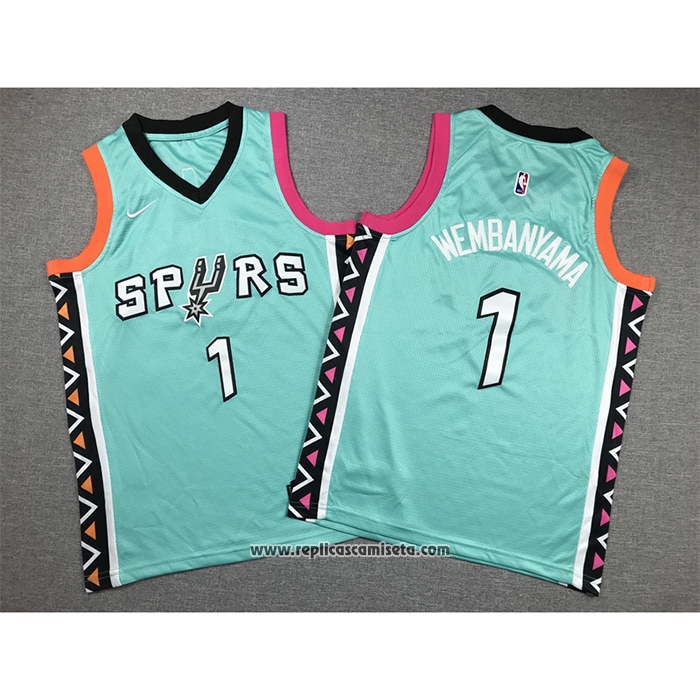 Camiseta Nino San Antonio Spurs Victor Wembanyama #1 Ciudad 2022-23 Verde
